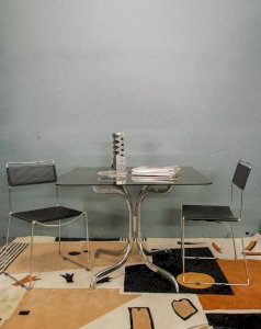 Karla, the chrome and smoked glass dining table No. 1050