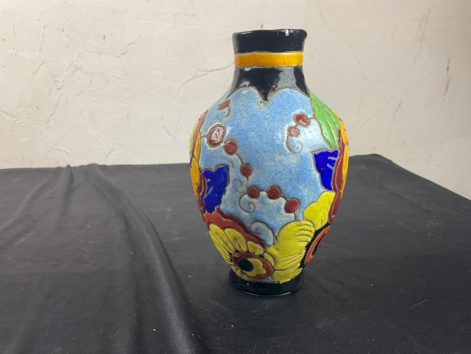 KERAMIS  VASE EN FAIENCE ART DÉCO D2075 CHARLES CATTEAU