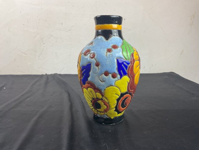 KERAMIS  VASE EN FAIENCE ART DÉCO D2075 CHARLES CATTEAU