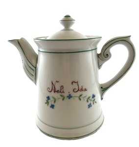 KPM Germany vintage chocolate pot ceramic blue flowers inscription