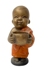 "The Monk Child" bronze group patinated 20th century