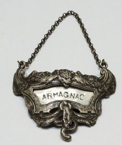 LABEL of CARAFE LABEL ARMAGNAC 19th NAPOLEON III Silver metal COLLECTION D