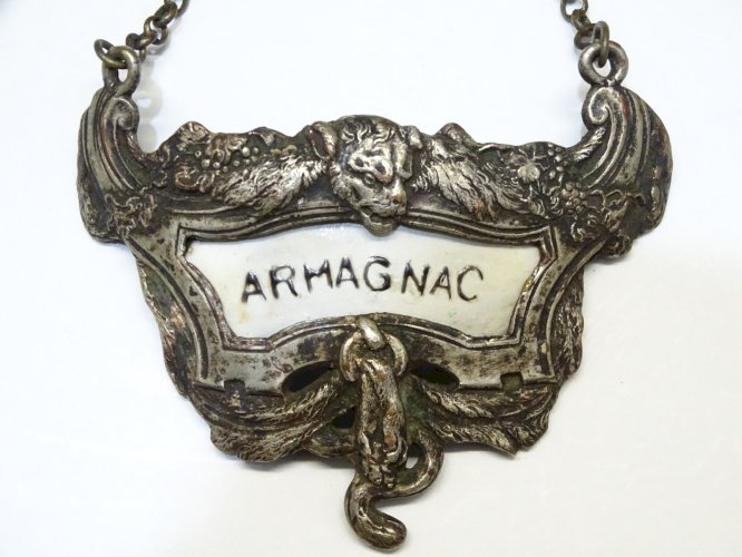 -LABEL de CARAFE ETIQUETTE ARMAGNAC XIXe NAPOLEON III Métal argenté COLLECTION D