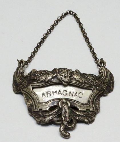 -LABEL de CARAFE ETIQUETTE ARMAGNAC XIXe NAPOLEON III Métal argenté COLLECTION D