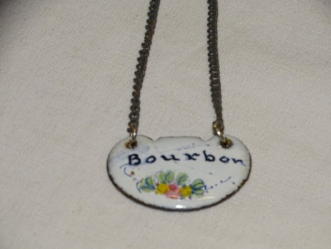 -LABEL de CARAFE ETIQUETTE BOURBON  EMAIL EMAILLEE FLEURIE COLLECTION déco