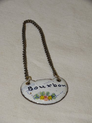 -LABEL de CARAFE ETIQUETTE BOURBON  EMAIL EMAILLEE FLEURIE COLLECTION déco