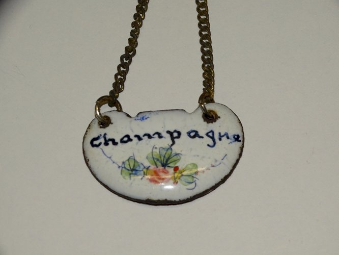 -LABEL de CARAFE ETIQUETTE CHAMPAGNE EMAIL EMAILLEE FLEURIE COLLECTION déco   D