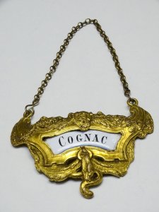 LABEL of DECANTER COGNAC XIXth NAPOLEON III Gilded Metal COLLECTION D