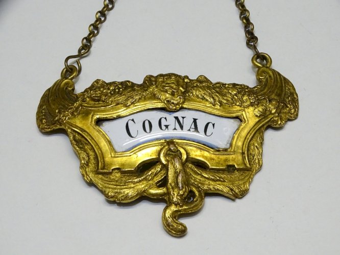 -LABEL de CARAFE ETIQUETTE COGNAC  XIXe NAPOLEON III Métal Doré COLLECTION   D