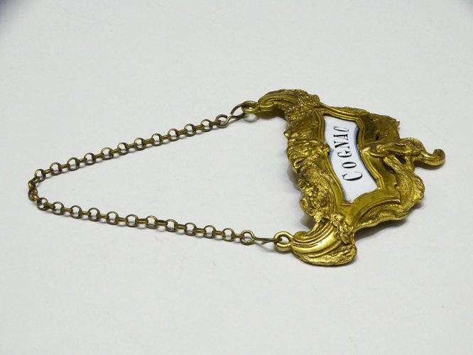 -LABEL de CARAFE ETIQUETTE COGNAC  XIXe NAPOLEON III Métal Doré COLLECTION   D