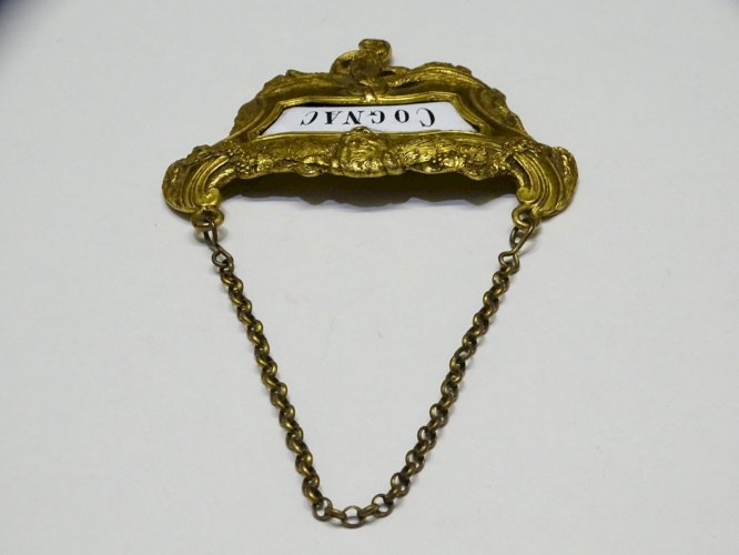 -LABEL de CARAFE ETIQUETTE COGNAC  XIXe NAPOLEON III Métal Doré COLLECTION   D