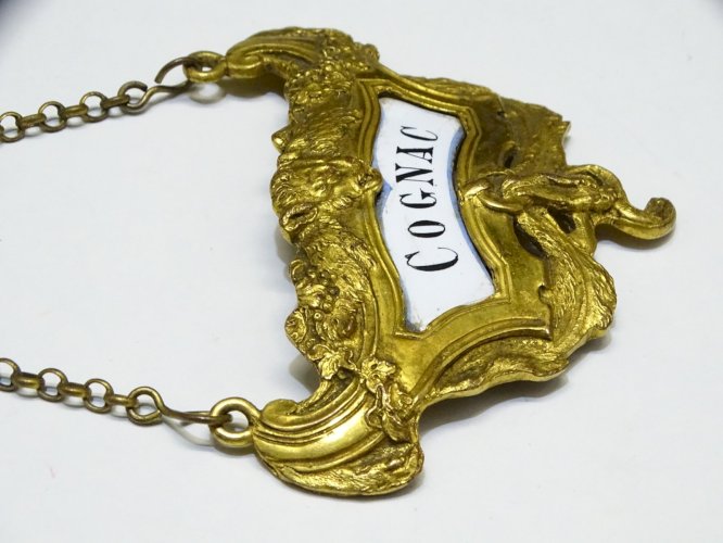 -LABEL de CARAFE ETIQUETTE COGNAC  XIXe NAPOLEON III Métal Doré COLLECTION   D