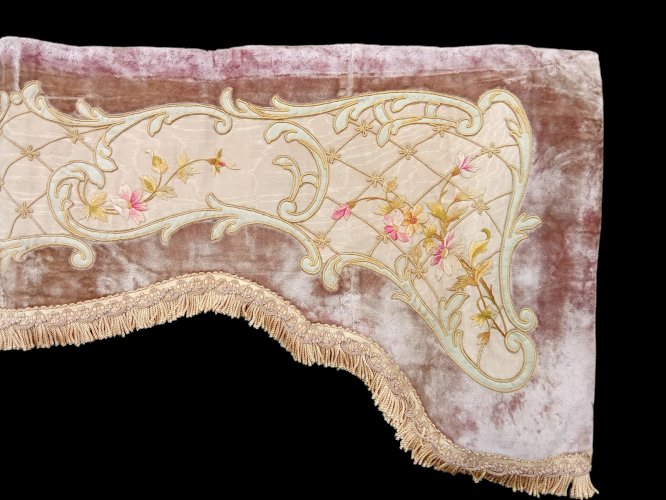 Lambrequin cantonnière  Passementerie 19 Ème Décor Château Tissu Ancien