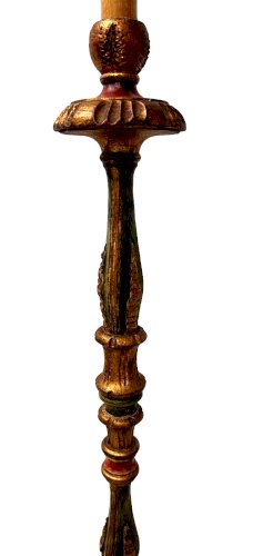 Lampadaire en bois sculpté polychrome XX siècle