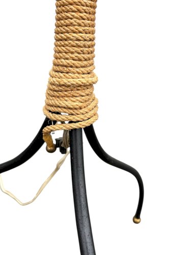 Lampadaire métal et corde années 1950