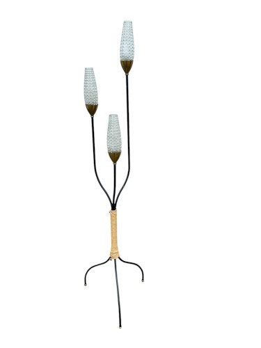 Lampadaire métal et corde années 1950