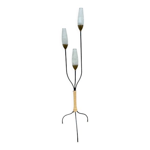 Lampadaire métal et corde années 1950
