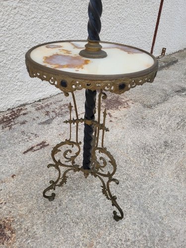 LAMPADAIRE NAPOLEON III EN BRONZE METAL ET MARBRE