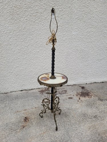 LAMPADAIRE NAPOLEON III EN BRONZE METAL ET MARBRE
