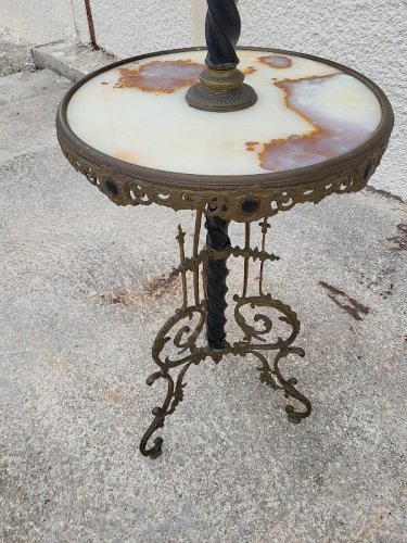 LAMPADAIRE NAPOLEON III EN BRONZE METAL ET MARBRE