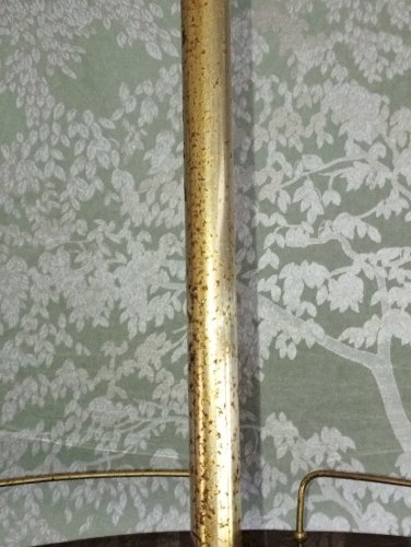 : Lampadaire vintage Années 70 – Range-bouteilles & repose-verres en bois verni et laiton