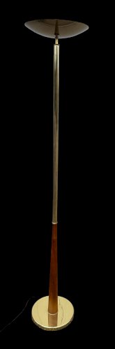 lampadaire vintage en teck et laiton