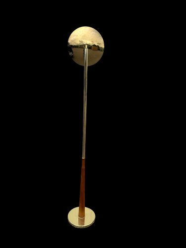 lampadaire vintage en teck et laiton