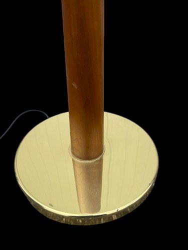 lampadaire vintage en teck et laiton