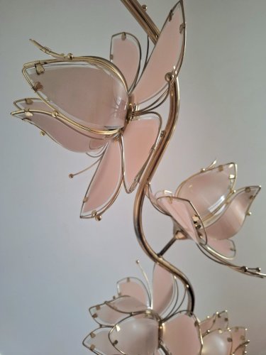 Lampadaire vintage fleur de lotus, luminaire design italien