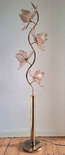 Lampadaire vintage fleur de lotus, luminaire design italien