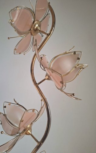 Lampadaire vintage fleur de lotus, luminaire design italien