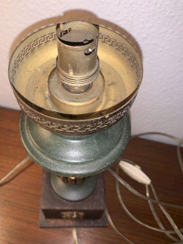 lampe 1950's Empire métal laqué mascaron têtes lions Lucien Gau maison Charles??