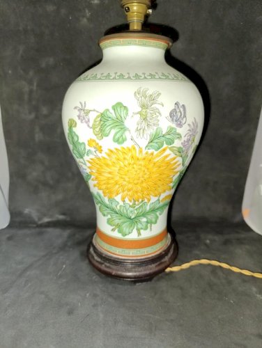 lampe a decor floral sur base vase haviland limoges en bon etat