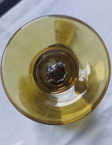 Lampe à huile marron en verre soufflé signé Biot