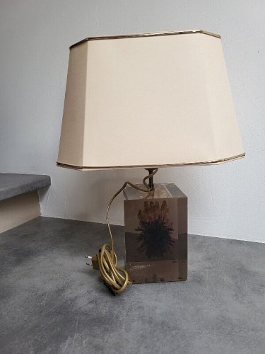 LAMPE A INCLUSION EN RESINE ET CORAIL VINTAGE 1980
