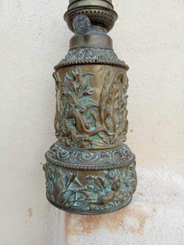 Lampe à pétrole d’époque Napoléon III en laiton