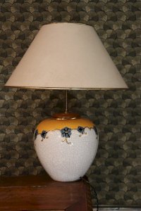 Nancy ceramic table lamp, Longwy enamel style