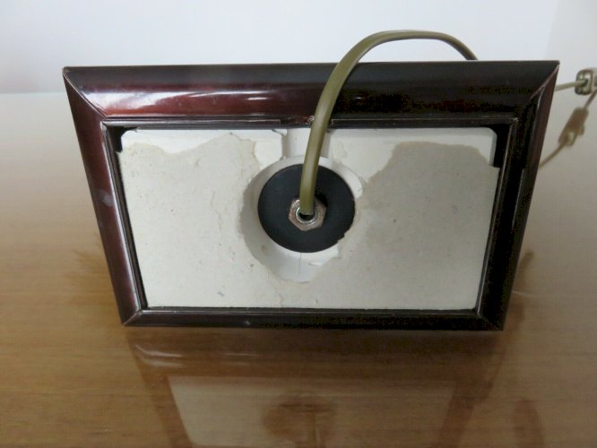 LAMPE A POSER  HOLLYWOOD REGENCY  LOUPE DORME LAITON ET BOIS VERNIS ANNEES 80