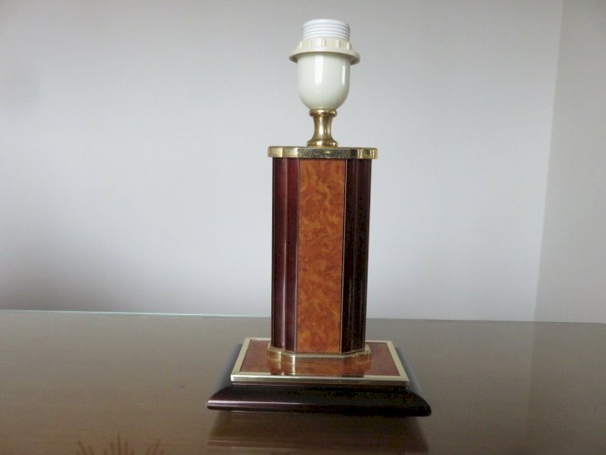 LAMPE A POSER  HOLLYWOOD REGENCY  LOUPE DORME LAITON ET BOIS VERNIS ANNEES 80