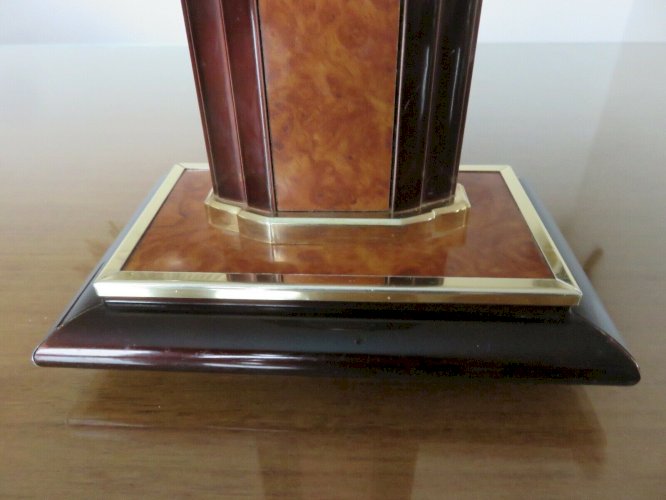 LAMPE A POSER  HOLLYWOOD REGENCY  LOUPE DORME LAITON ET BOIS VERNIS ANNEES 80