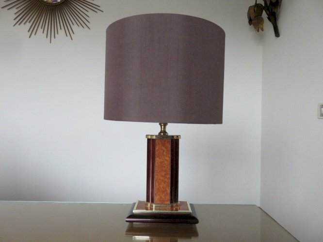 LAMPE A POSER  HOLLYWOOD REGENCY  LOUPE DORME LAITON ET BOIS VERNIS ANNEES 80