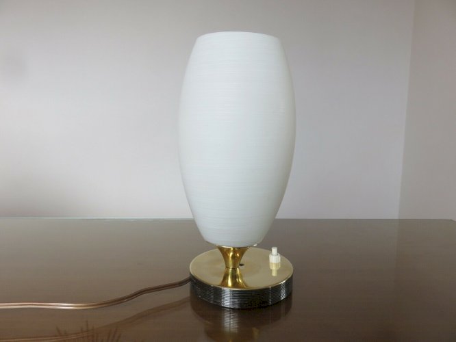LAMPE A POSER  ROYAL LUMIERE LUNEL  LAITON DOUBLE PATINE ET OPALINE 1950 60 