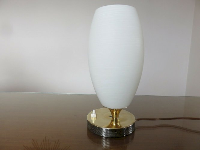 LAMPE A POSER  ROYAL LUMIERE LUNEL  LAITON DOUBLE PATINE ET OPALINE 1950 60 