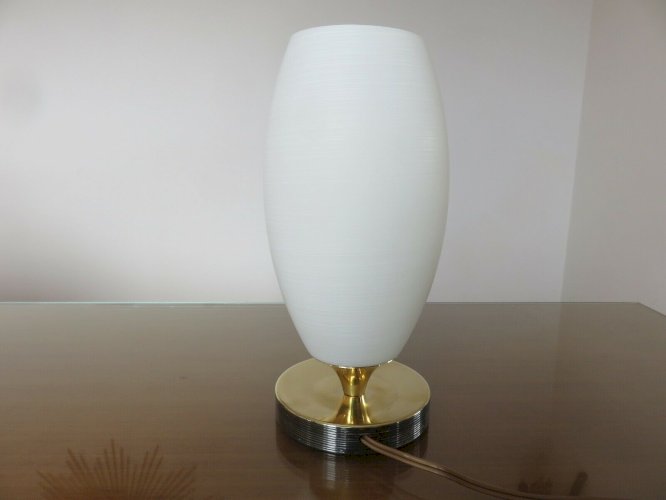 LAMPE A POSER  ROYAL LUMIERE LUNEL  LAITON DOUBLE PATINE ET OPALINE 1950 60 