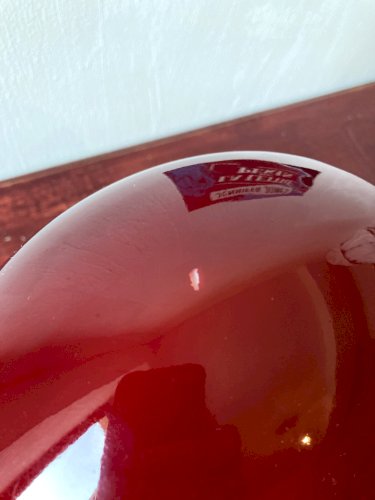 Lampe à poser vintage en verre rouge – SCE, France