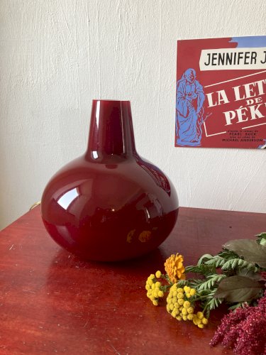 Lampe à poser vintage en verre rouge – SCE, France