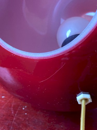 Lampe à poser vintage en verre rouge – SCE, France