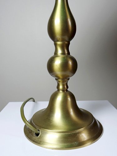 Lampe à poser vintage laiton et verre vert chic