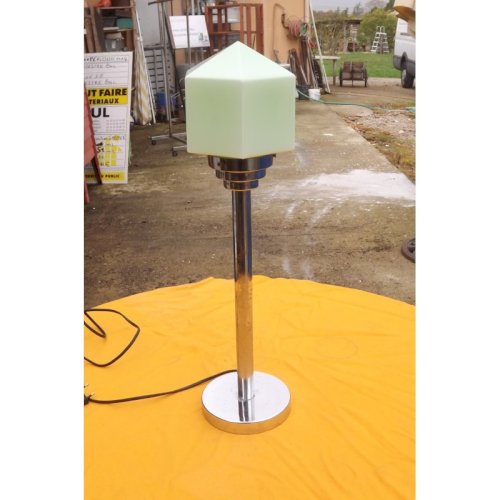 Lampe Année 60/70 Chrome et verre Opalin