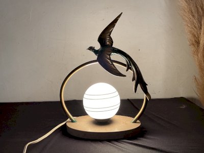 Lampe Art Deco veilleuse oiseaux du paradis